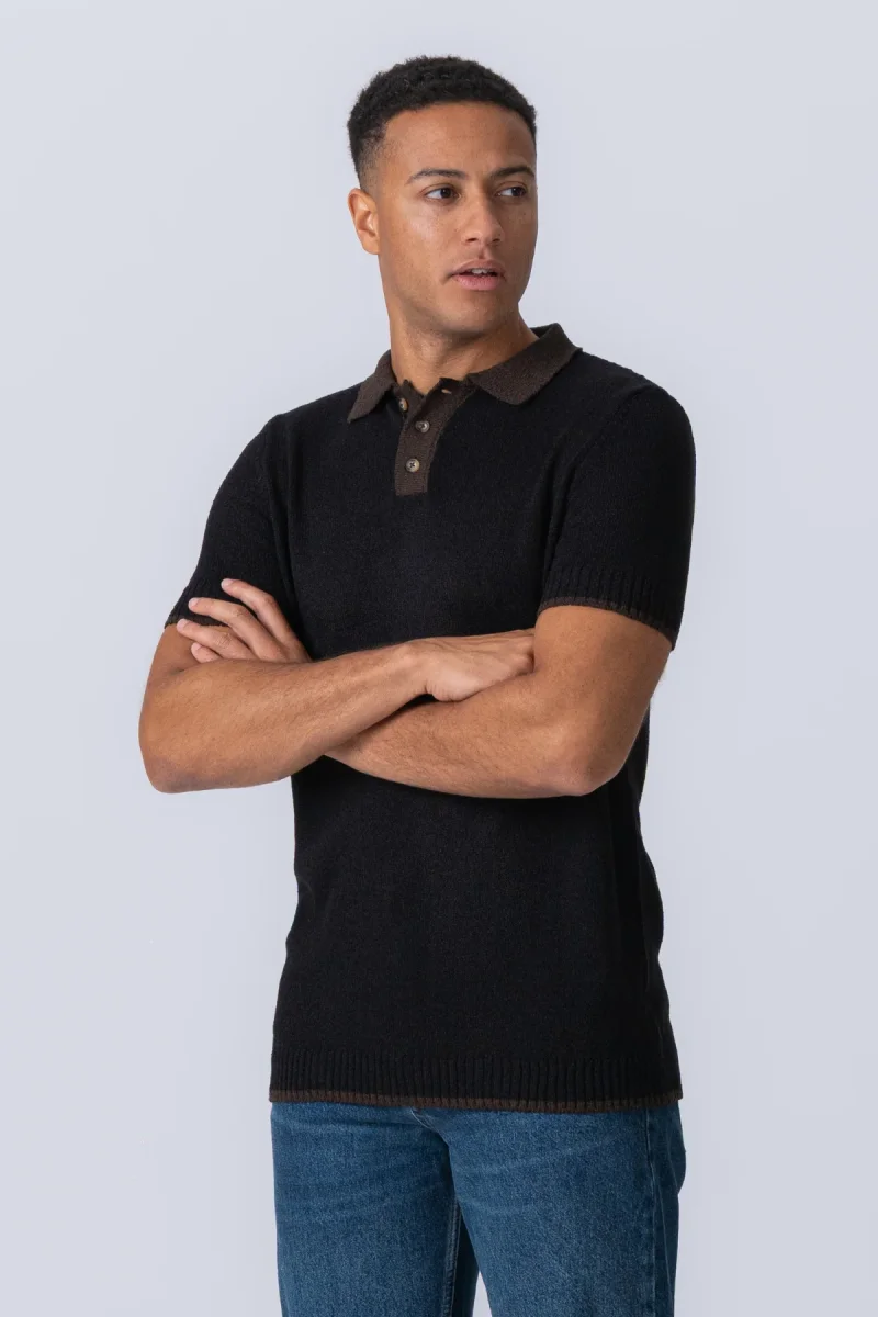 Polo a maglia - Nero - immagine 2
