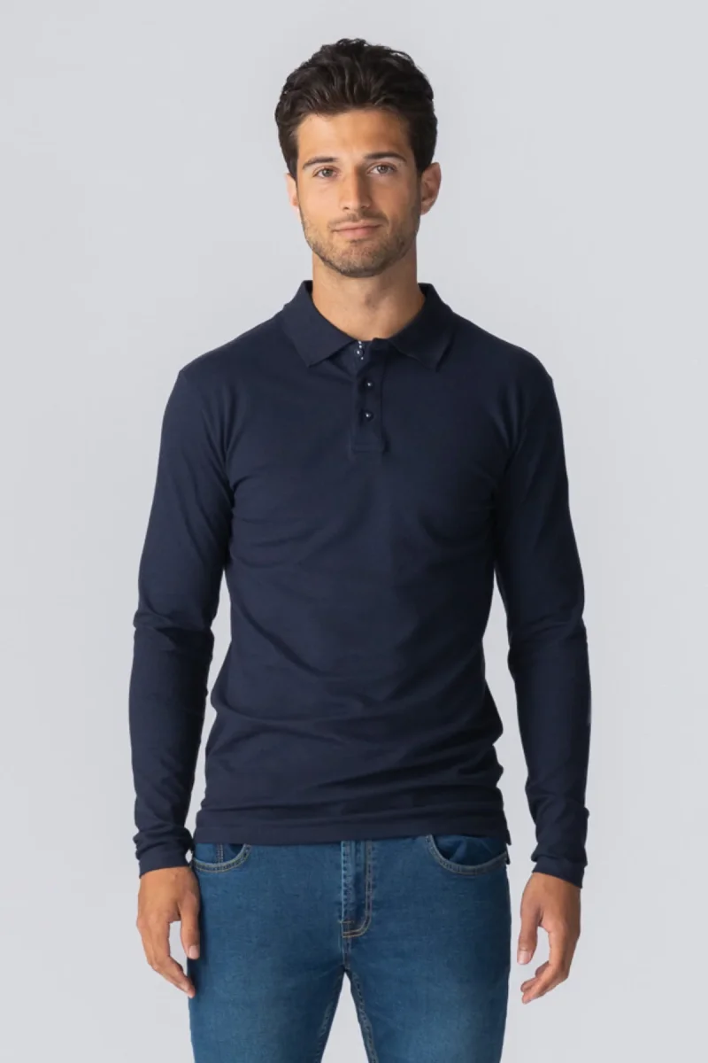 Polo a maniche lunghe muscolari - Navy - immagine 2