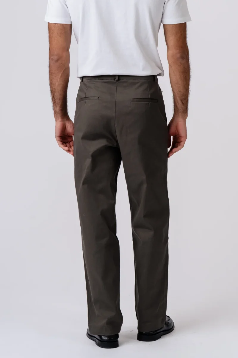 Chino dritto in cotone - Oliva - immagine 4