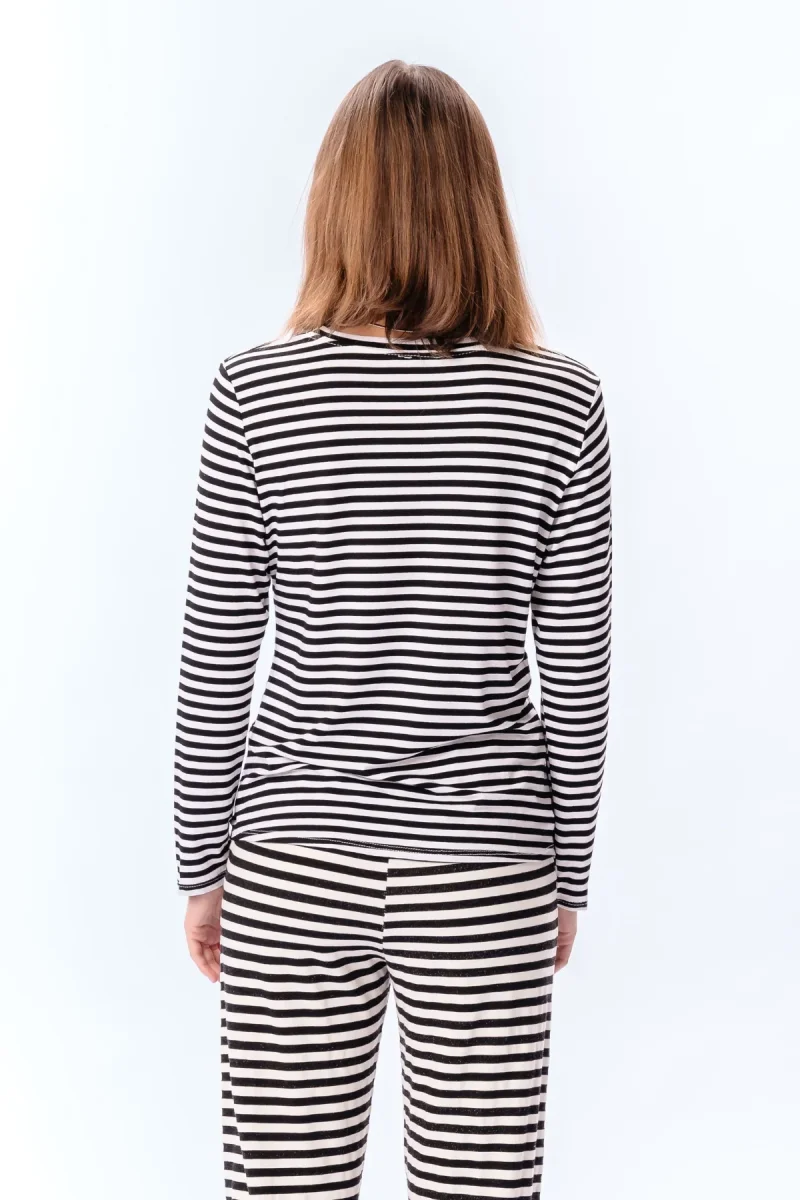 Manica lunga slim a righe - Nero - immagine 5