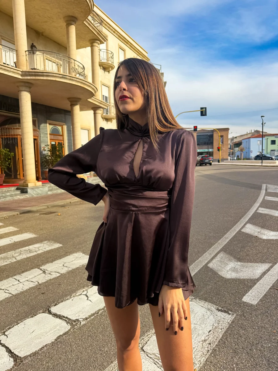 Mini abito “Versito backless” marrone - immagine 5