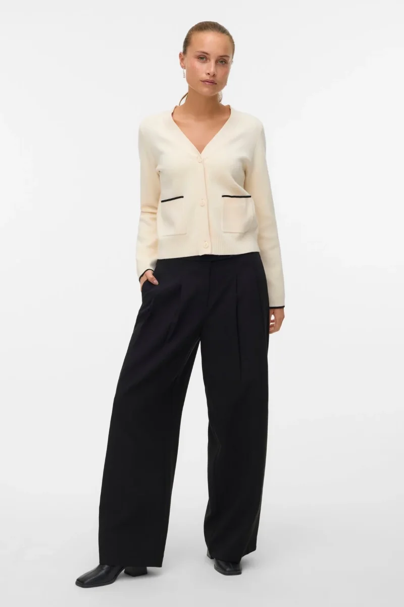 Cardigan dorato con scollo a V a contrasto - Birch W. Nero - immagine 3