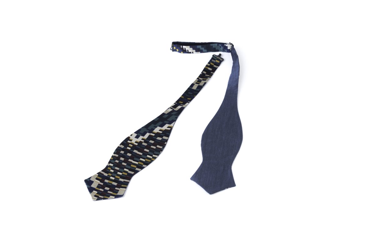 Bowtie reversibile, multicolore verde, bordeaux con blu elettrico - immagine 4