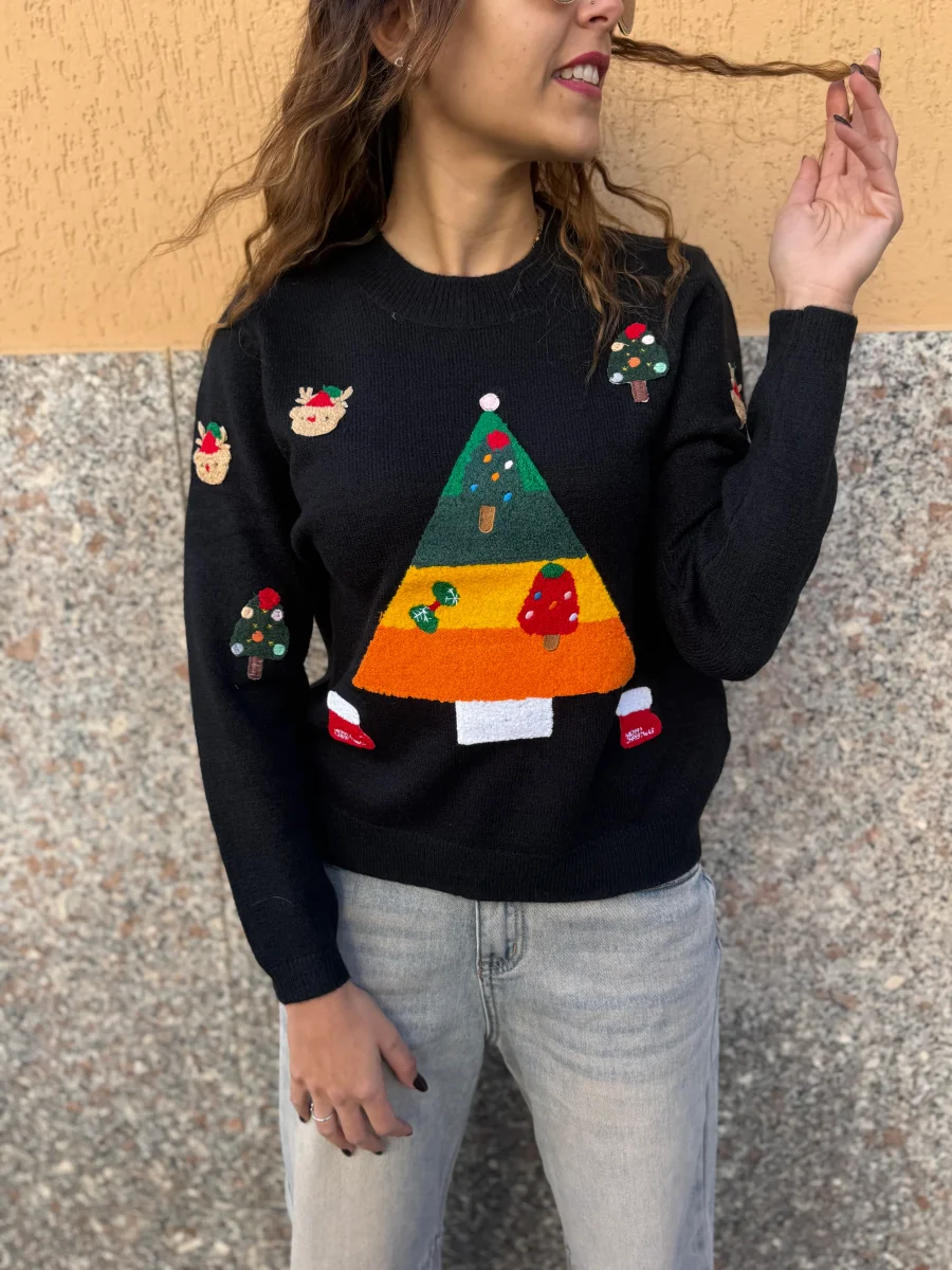 Pullover “Cozy Christmas” nero - immagine 4