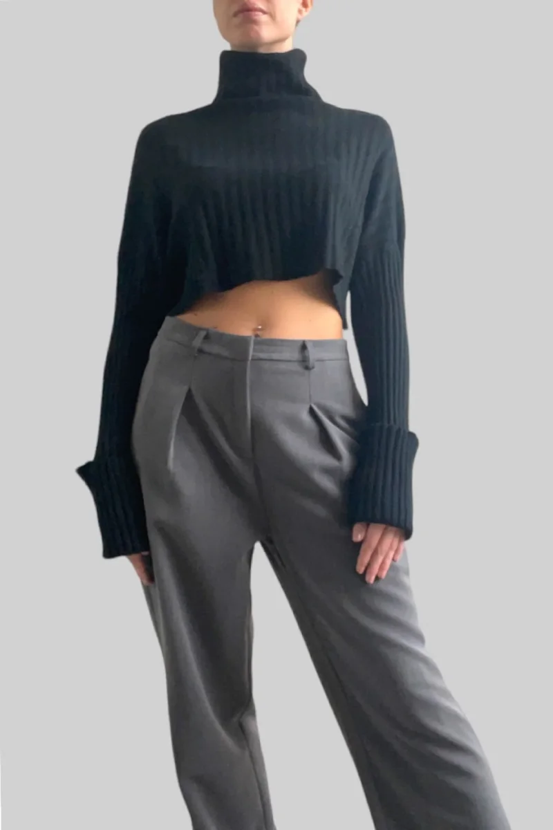 Pull crop a coste inglesi nero - immagine 2