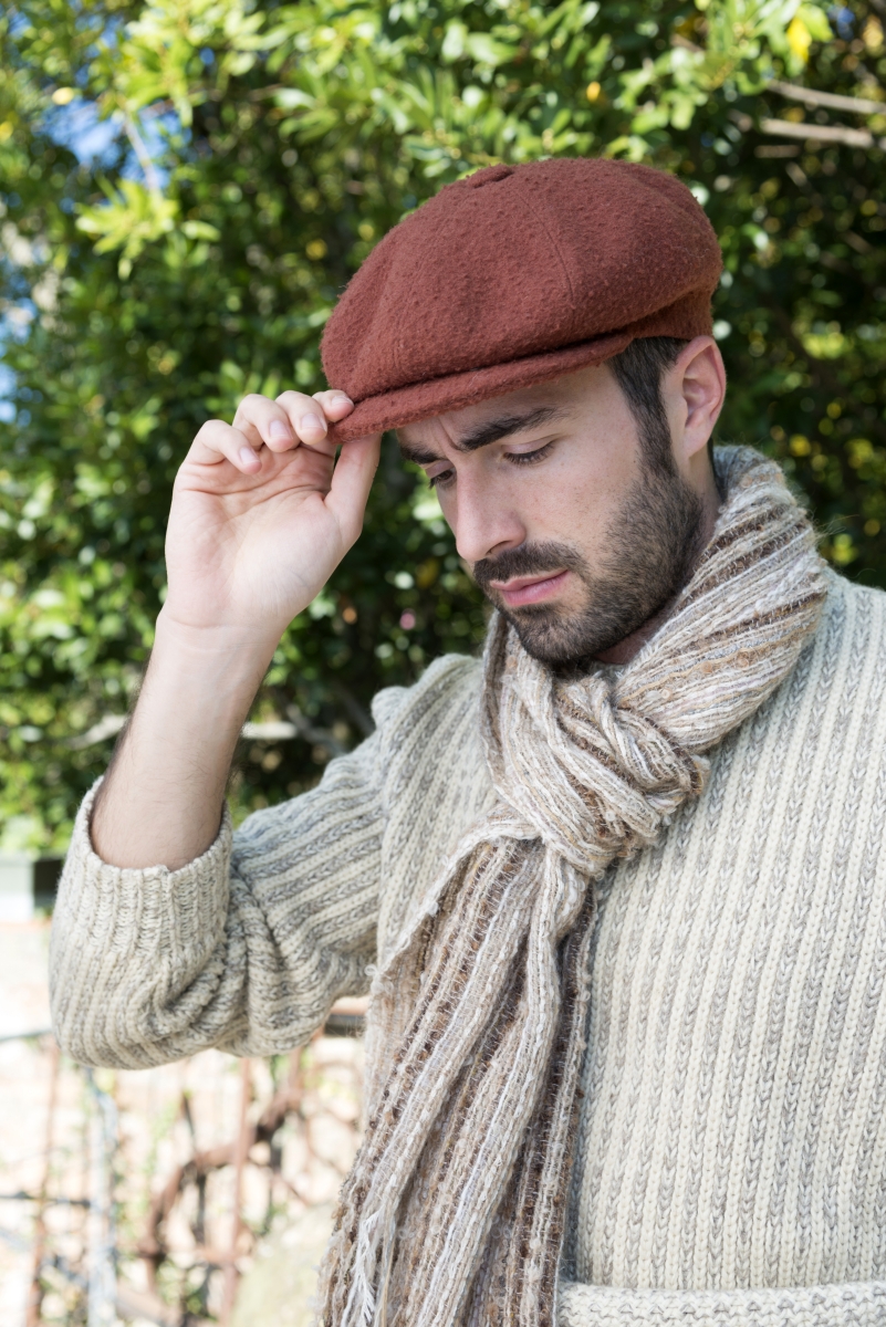 Cappello tipo “Gatsby” in panno casentino, ruggine - immagine 6