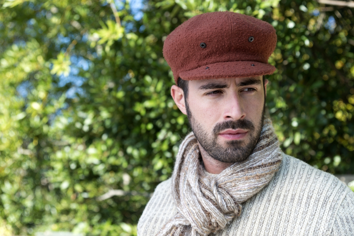 Cappello tipo “Gatsby” in panno casentino, ruggine - immagine 5