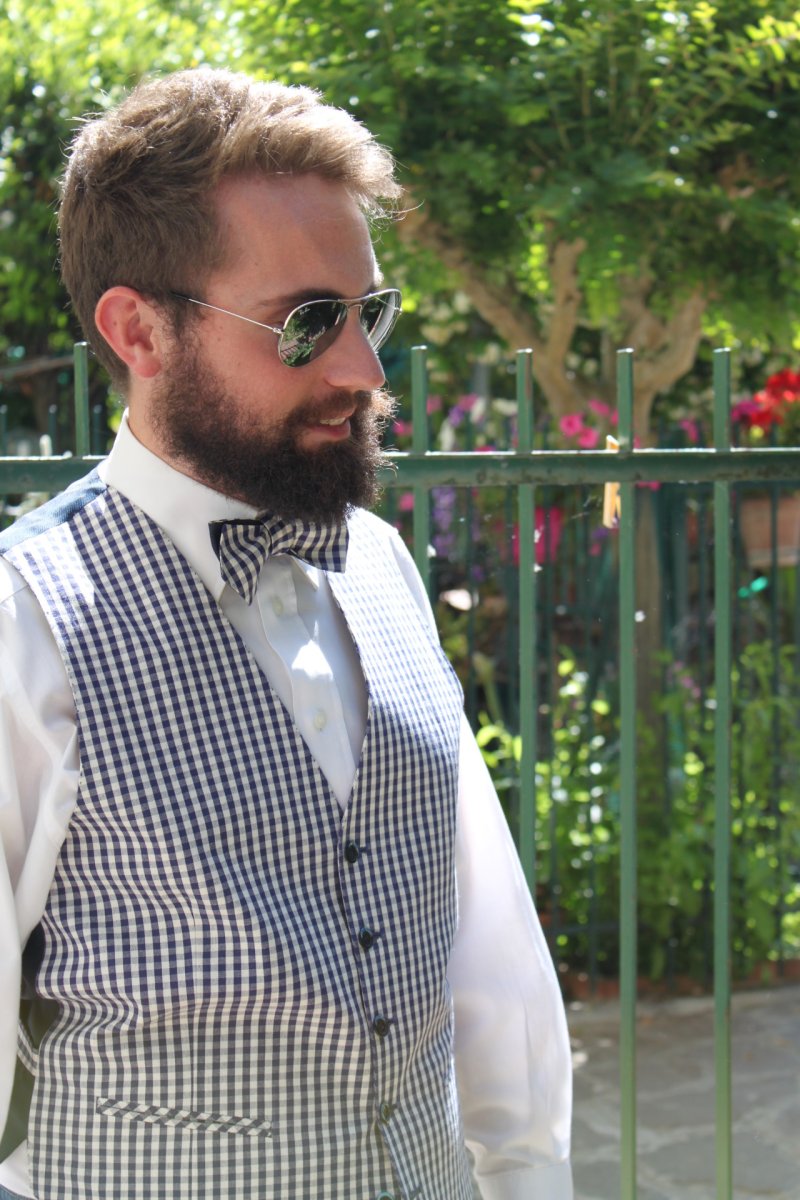 Gilet da uomo in cotone blu e bianco, sportivo e fresco - immagine 5