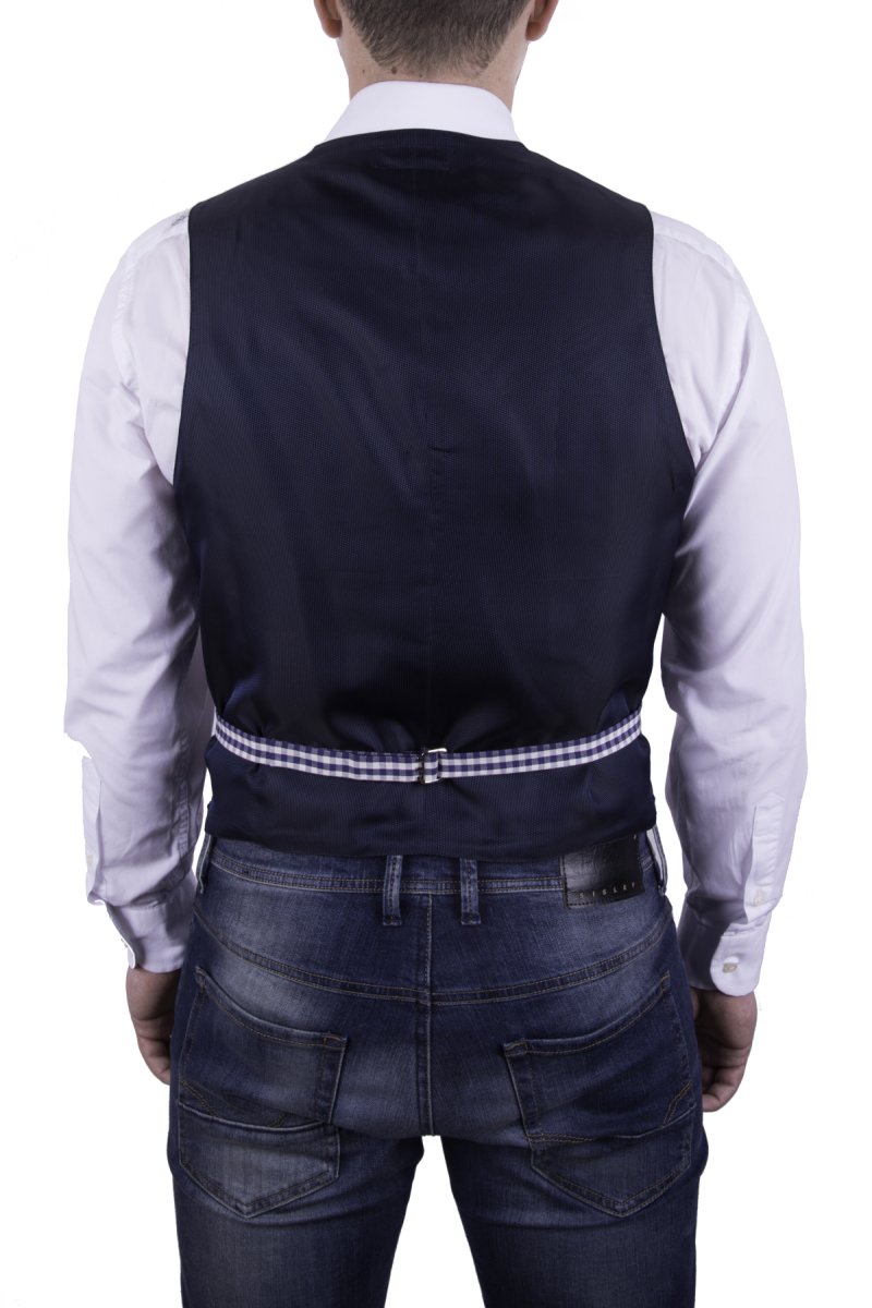 Gilet da uomo in cotone blu e bianco, sportivo e fresco - immagine 3