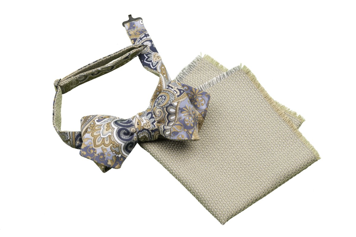 Papillon double face da annodare con Pochette - immagine 2