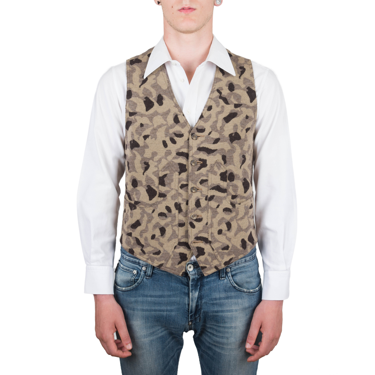 Gilet mimetico da uomo in Jersey, tasche alla cacciatora - immagine 3