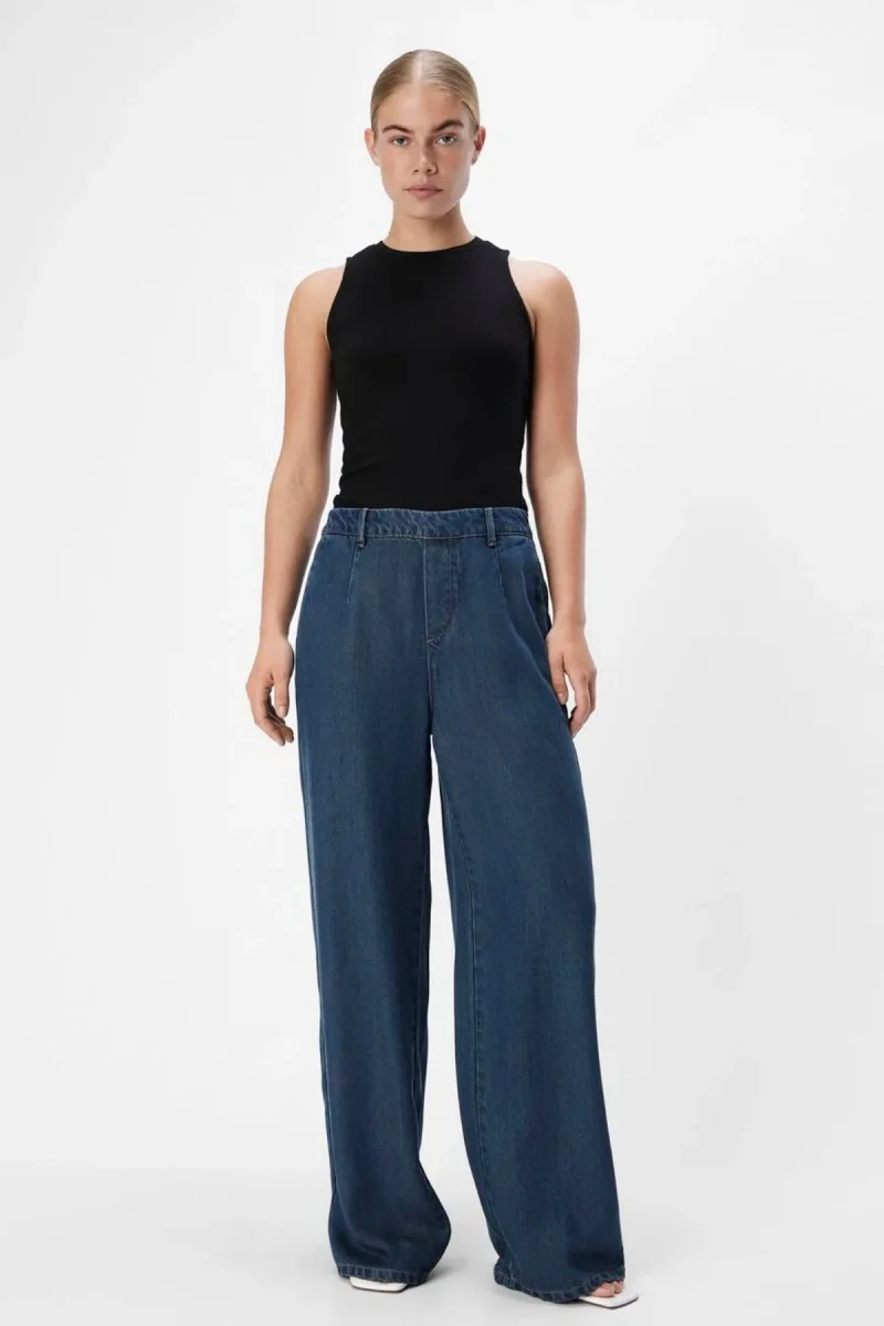 Frame Lisa larga Pants - lavaggio di risciacquo in denim blu scuro - immagine 3