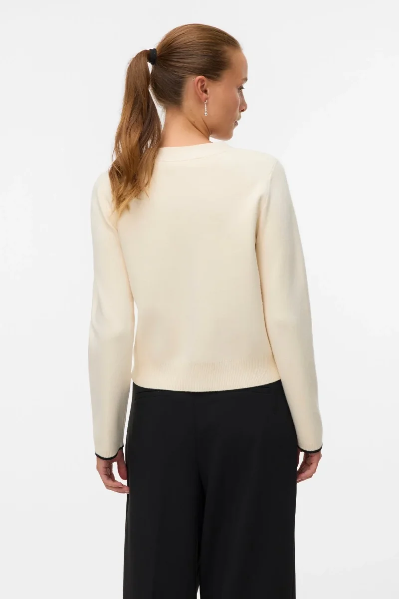 Cardigan dorato con scollo a V a contrasto - Birch W. Nero - immagine 6