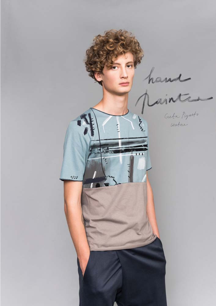 T shirt uomo girocollo dipinta a mano numerata - immagine 2