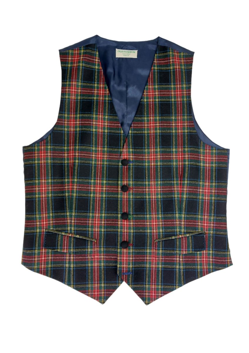Panciotto da uomo tartan blu, rosso, verde - immagine 3